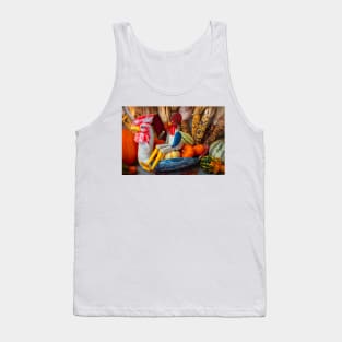 Two Folk Art Roosters Tank Top